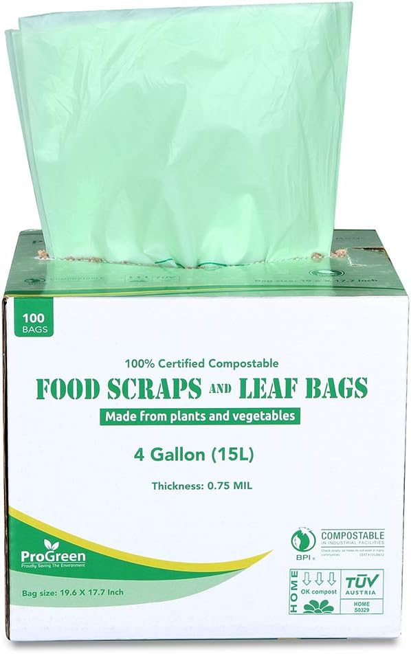 ProGreen 100 Compostable Bags 4 Gallon (15L), Extra Thick