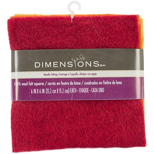 Dimensions Crafts 72-73993 Wool Felt Squares for Needle Felting, 6-Pack