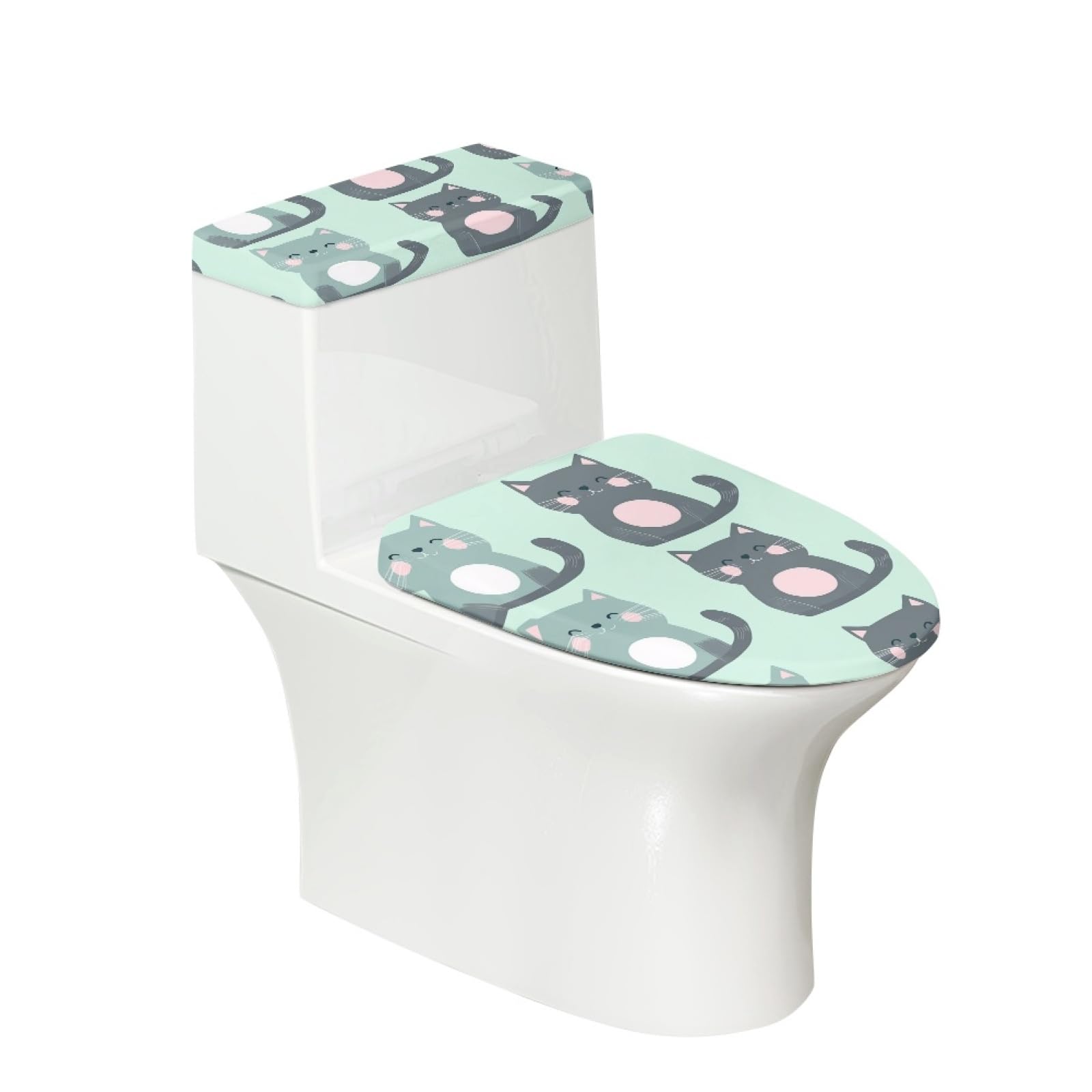 Lunette de Toilette Chat Rose Gris ensemble WC 4 pièces