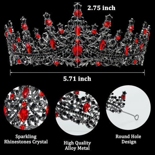 Image of Fesciory Birthday Crown for Women, Gold Plated Crystal Tiara with Sash