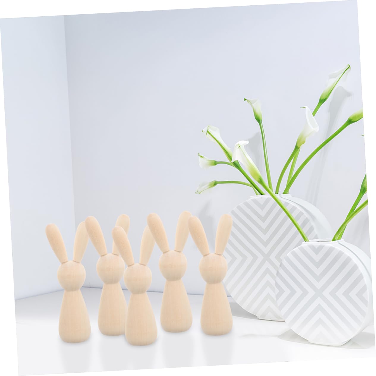 4 Juegos Títere De Conejito Manualidades De Graffiti Suministros De Bricolaje Mini Conejos Graffiti Madera Decoraciones De Mesa Figura De Conejo Diy De Madera 12 Uds * 4