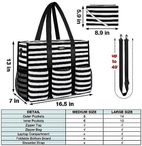 Image of IBFUN Utility Tote Bag with 14 /24 Pockets Zip Top Teacher Tote Bag for Teacher /Work Women