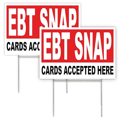 4LessCo 2 Pack 18x12 Inch EBT SNAP CARDS ACCEPTED HERE