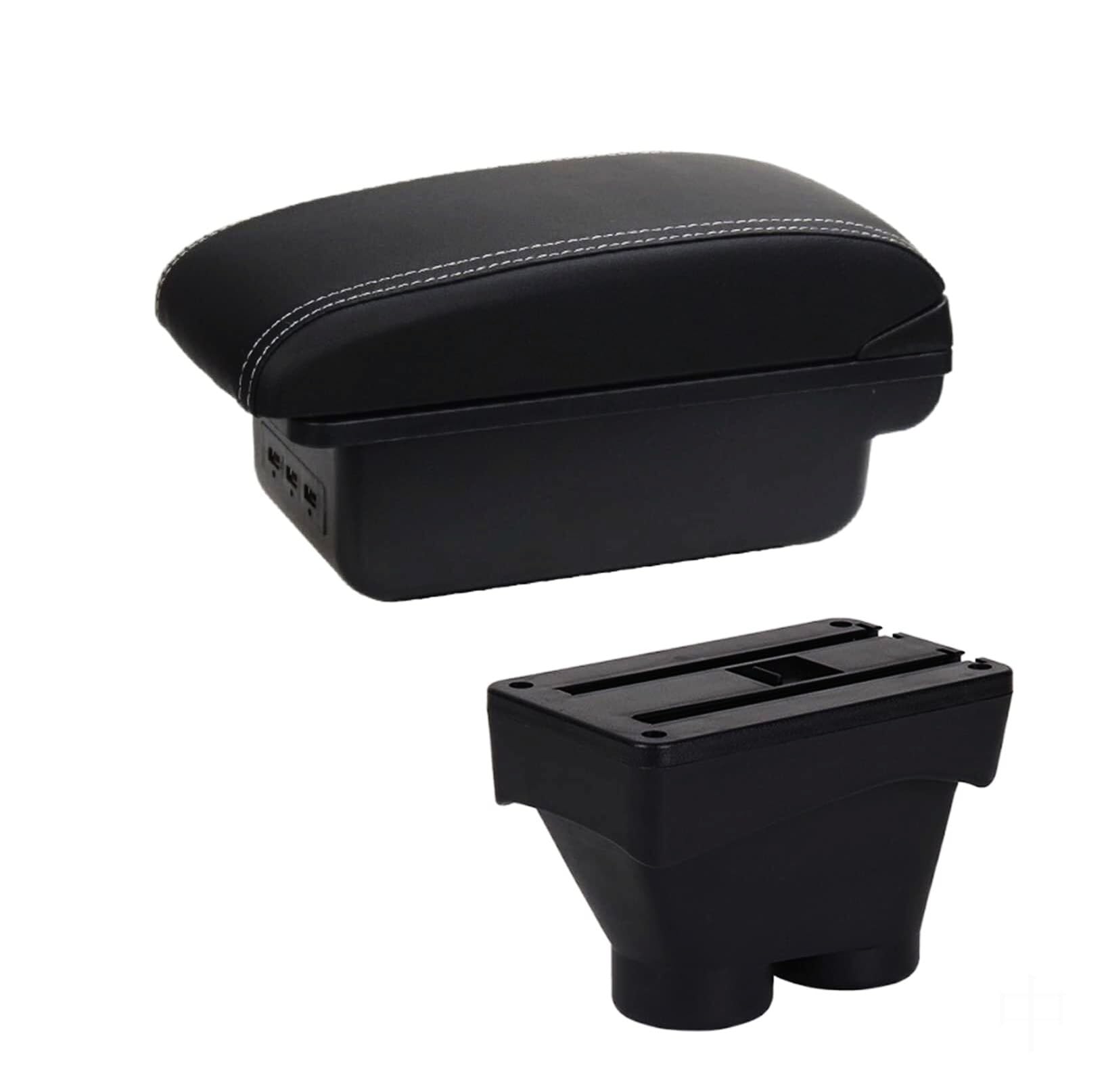Storage Box For Peugeot For 208 2012-2021 Center Console Armrest Storage For Box with Dual Layer, USB For Charger and Ashtray(B3 3usb)