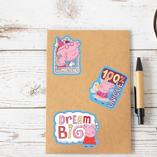 Image of Hasbro Peppa Pig Adhesive Vinyl Sticker Decals - Fun Set of Peppa Pig Stickers for Car, Water Bottle or Laptop, 1 Pack (3 Count)