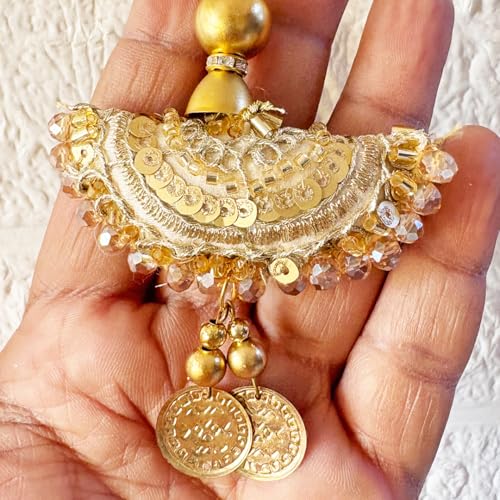 Image of Adikala Craft Store Handmade Ethnic Latkan Tassel Set of 2 for Saree Pallu, Blouse, Suits, Dupatta, Lehenga Decor (Sikka Sequin)