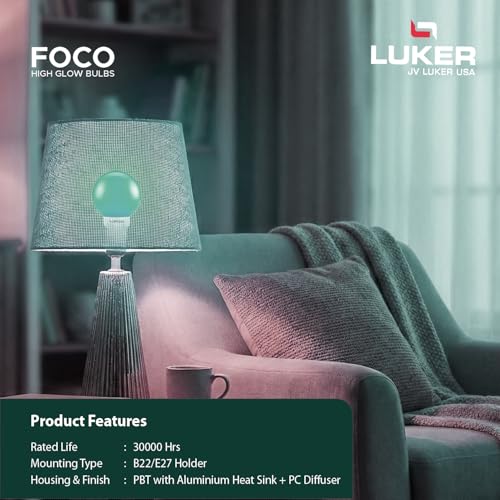 Image of LUKER JVLuker 0.5W LED Bulb B22 Base Energy Efficient Light 120 Degree Wide Beam Coverage High CRI Lights for Home and Office Indoor & Outdoor, 1 Year Warranty (Pack of 1, GREEN)