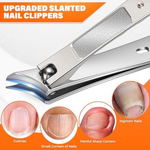 Profi Nagelknipser Fußnägel, DRMODE Zehen Nagelknipser Groß für Senioren Dicke Nägel mit Breiter Öffnung, Scharfer Nagelzwicker Nail clipper Langer Griff mit Schräg Gebogener Klinge