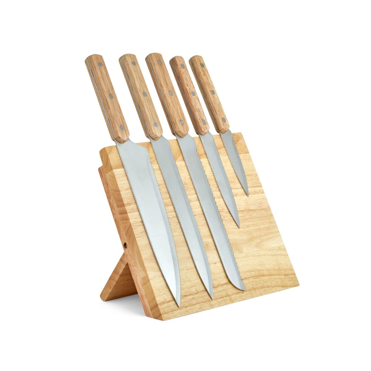 Set de 5 couteaux et support magnétique, Beige