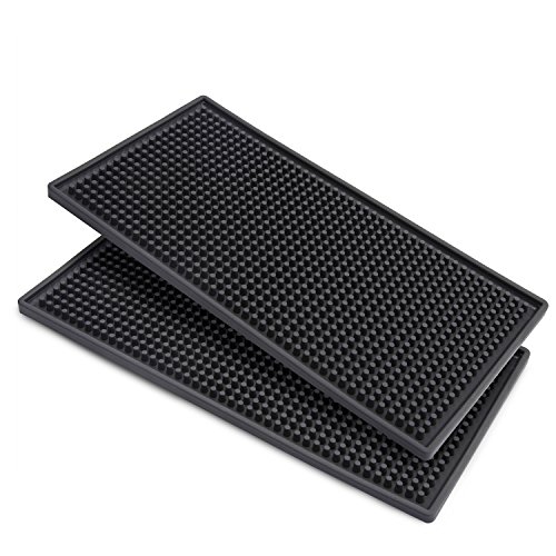 Facmogu 2PCS 30 x 15 cm Gummi Bar Matten, PVC Bar Service Matte für Cocktail Barkeeper, Bar Mats Rechteck Gummi Bier Bar Service Spill Cup Pads Glas Whiskey Kaffee Wein Tee Bier Untersetzer Platzset