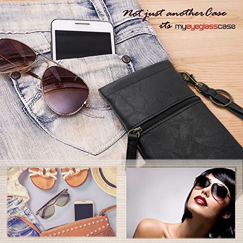 Image of MyEyeglassCase Soft Crossbody Sunglasses Case, Large to XL Squeeze Top Glasses Pouch, Women Eyeglass Holder Sleeve Travel Bag