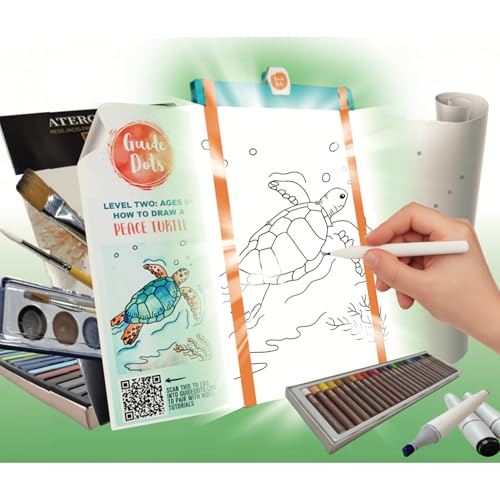 Kids Art Kit Ages 8+ – Art Class in a Box w/Light Up Bright Board, Full Art Supplies Set & 2 Hours Teacher Guided Video Art Lessons – Creative Learning Activity for Boys & Girls, Homeschool, STEM
