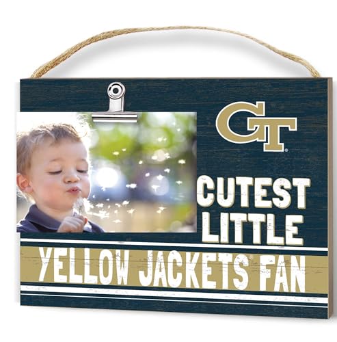 KH Sports Fan Team Color Cutest Little Georgia Tech Yellow Jackets Fan Clip Photo Frame, Georgia Tech Baby Gifts and Decor; Display Your Team Spirit with This Georgia Tech Picture Frame