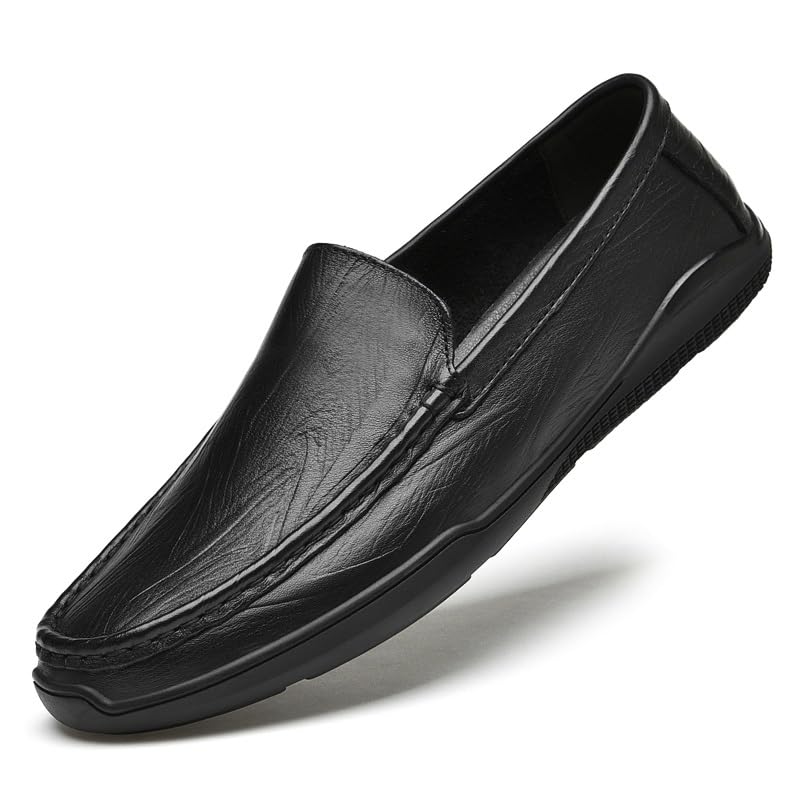 Men's Loafers Shoes Solid Color Round Toe Vegan Leather Loafer Shoes Slip Resistant Comfortable Anti-Slip Walking Slip-ons2