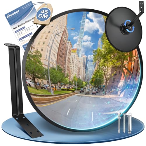 Moveland Espejo Convexo de 45 cm Acrílico Ajustable Garaje Gran Angular para Calzadas Garaje Tráfico
