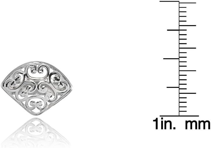 Sterling Silver Vintage Filigree Fan Triangle Stud Earrings