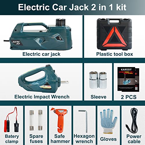 Karssit Electric Car Jack Kit 5 Ton 12V Car Jack Hydraulic With Impact Wrench Portable Hydraulic Floor Jack 2 In 1 Kit #TOP7