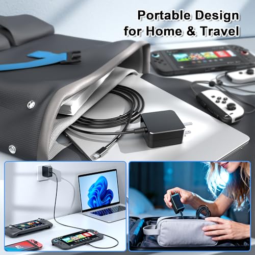 Feirsh 60W Charger for Nintendo Switch 2 & Steam Deck - PD 3.0 Fast Charging Power Supply with 5.9FT Cable, 4K TV Dock Support, 20V/3A Replacement AC Adapter for Switch 2/ OLED//Lite//Phone