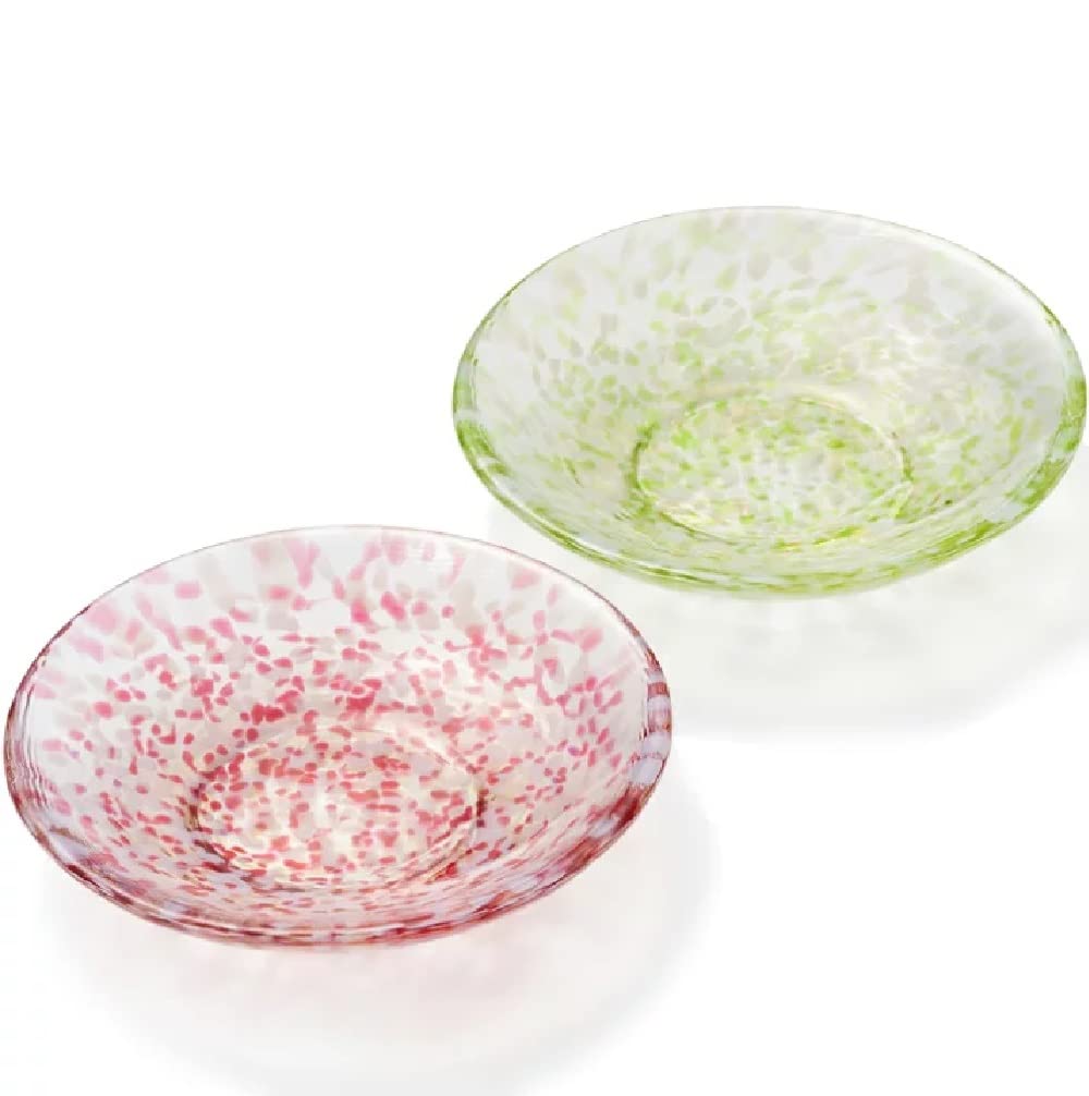 Tsugaru Vidro Apple Glass Bean Plate Pair Set 3.9in Aderia Japan