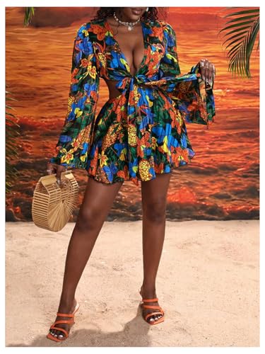 Image of BEAUDRM Women's Summer Tropical Dress Sexy Vacation Outfits Beach Sundress | Tropical Dresses for Women, Summer Dress, Two Piece Sets, Summer Outfits
