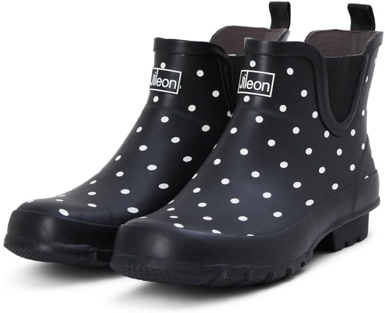 Womens Ankle Height Waterproof Rubber Rain Boots - Designed For Wide Feet & Wide Calves - Easy to Slip on and Off