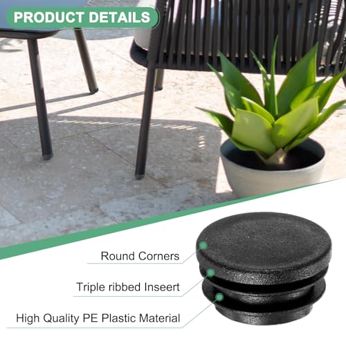 Image of M METERXITY 20 Pack Round Plastic Plug, OD 1.3 inch Furniture Tube Inserts Pipe Hole End Caps for Tubing Post /Glide Insert for Pipe Post /Table Chair Leg /Metal Tubing /Fence [Black]