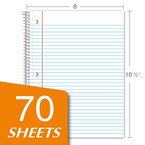 Kaisa 70 Sheet 1-Subject Wirebound Notebook Spiral Notebooks, College Ruled 10.5X8 Spiral Notebooks For School Students Office, Pack Of 6 Pads,S07001C #TOP3