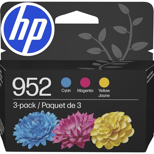 HP 952 Cyan, Magenta, Yellow Ink Cartridges (3-Pack) | Works with Printer Series: OfficeJet 8702,