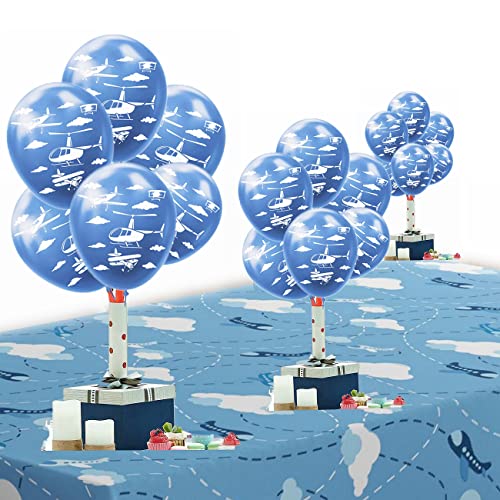 25Pcs Airplane Themed Latex Balloons & Cake Topper Set Airplane Party Decorations For Kids Boys Girls Time Flies Plane Aviator Aircraft Adventure Themed Birthday Party Baby Shower Supplies #TOP4