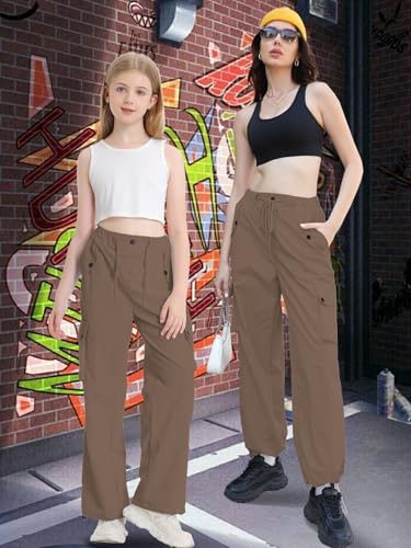 Image of Cromoncent Cargo Pants Girls & Women Parachute Pants Y2K Baggy Rave Clothes Waterproof with Pockets
