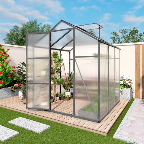 6x6 FT Compact Greenhouse for Patio & Backyard, Polycarbonate Panels