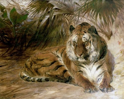 Peinture huile tigre William Huggins pour sublimer la décoration murale de votre bureau calme