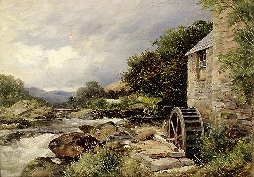 Poster Peinture le moulin sur le Llugwy 60x90cm Affiche Art Mural