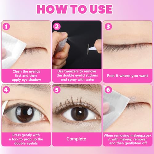 720 Stück Schlupflid Tapes Schlupflider Stripes Unsichtbar Schlupflider Tapes Lid Lifting Stripes Augenlied Stripes Unsichtbare Double Sided Eyelid Tape Mit Gabelstangen Pinzette Und Sprühflasche （2）