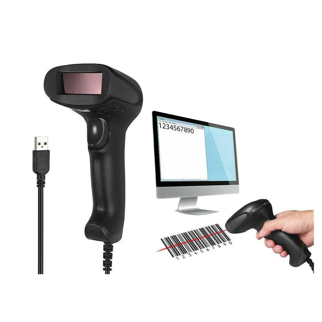 TrAdE Shop Traesio Lettore CODICE A Barre Barcode Scanner con Cavo USB Pistola Laser Q-​A202