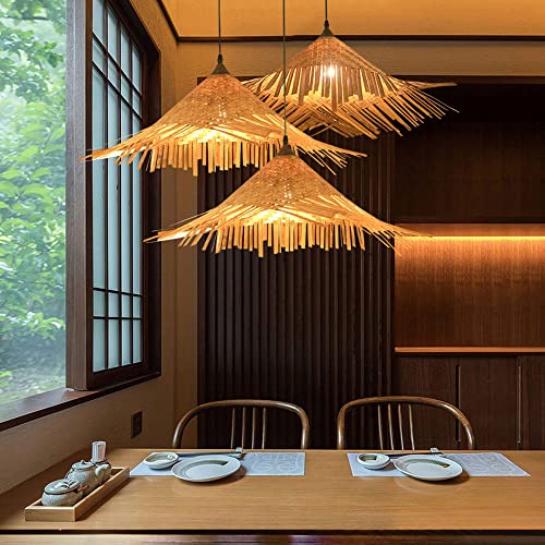 Lampe suspendue en bambou avec douille E26 pour plafonnier rétro