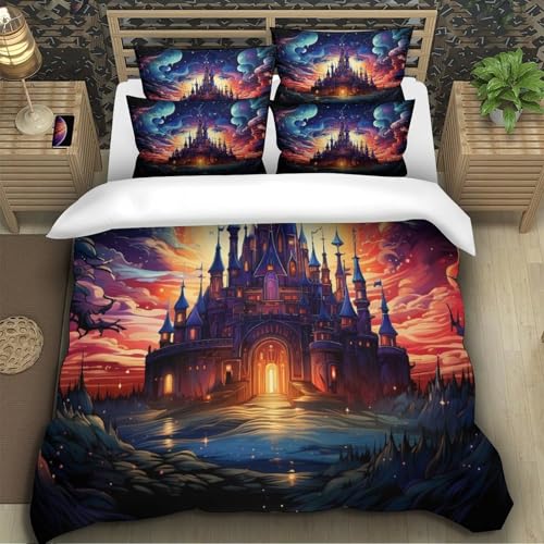 Housse de couette hypoallergénique microfibre douce Château 3D - 5