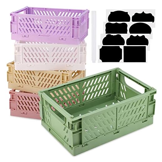 5 Pcs Caja Plegable Plastico, Cajas Almacenaje Plastico Portátil con Mango, Cajas Plegables Apilables, Cajas Almacenaje Decorativas, Cesta Plegable Para Juguetes Papelería y Cosméticos (5 colores)