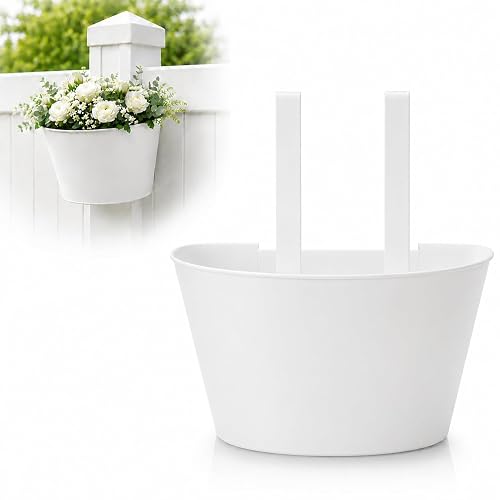 1 Pack White Metal Fence Post Planter for 4x4 &