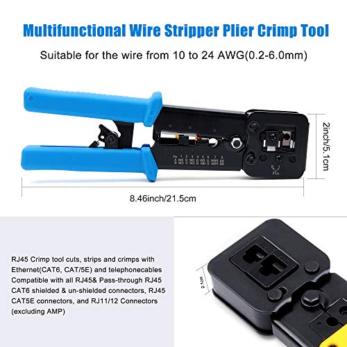 Knoweasy Pass Through Crimper - Versatile Rj45 Crimp Tool For Ez, Rj11, Rj12, Rj45 Regular And End-Pass-Through Connectors - Achieve Professional Quality Connection #TOP3