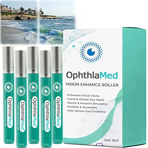 OphthlaMed Vision Enhance Roller, Eye Roller for Puffy Eyes - Anti-Puff Dark Circle Under Eye Treatment Serum,Tone, De-puff, & Relax Tired Eyes (5 Pcs)