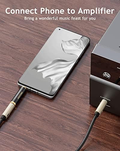 1/4'' do 3.5mm Stereo Pure Copper Adapter słuchawkowy, ANDTOBO 1/8'' wtyczka męska do 1/4''6.35 mmJack żeński Stereo Adapter dla słuchawek, Amp Adapter, czarny 2-Pack