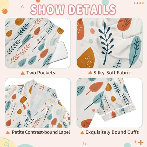 senya Cartoon Tree Satin Summer Pajama Sets Silk Short Sleeve Button Down Sleepwear3