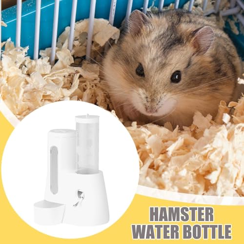 Hamster-Tränke Mit Halterung – Anti-Tropf-Wasserer Für Meerschweinchen – 2-in-1 Auto-Tränke Mit Futterbehälter – 300 Ml Futter + 125 Ml Wasser Für Hamster, Hase