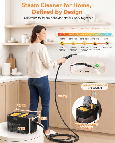 Image of Steam Cleaner, 3 Level Adjustable Handle with 18 Accessories