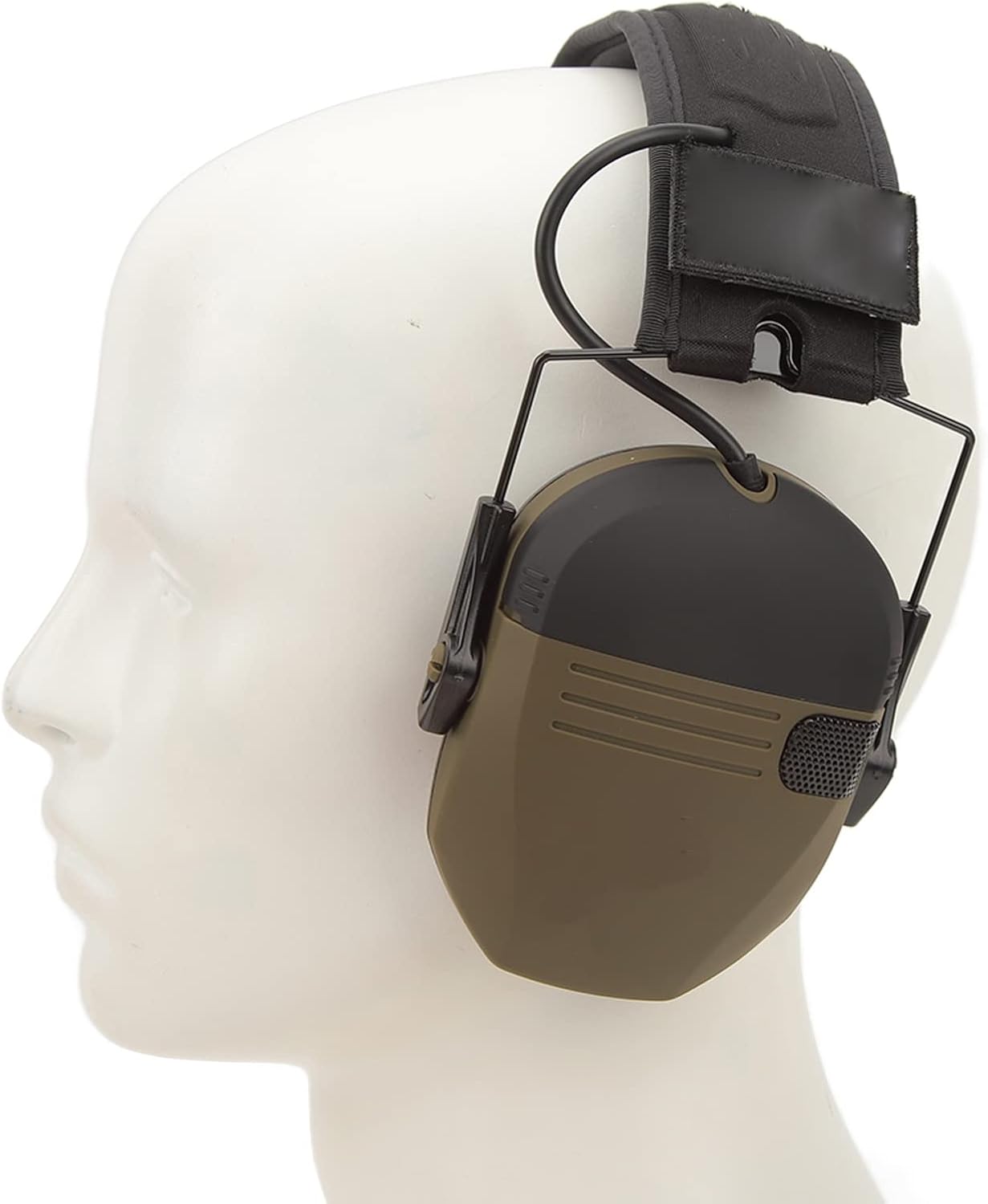 Pssopp Electronic Ear Muffs, Hearing Protection with Directional Microphone Amplifies Range Commands to 82 dB, with Compact Folding Design, for Sports Events, Woodworking, Lawn Care (Green