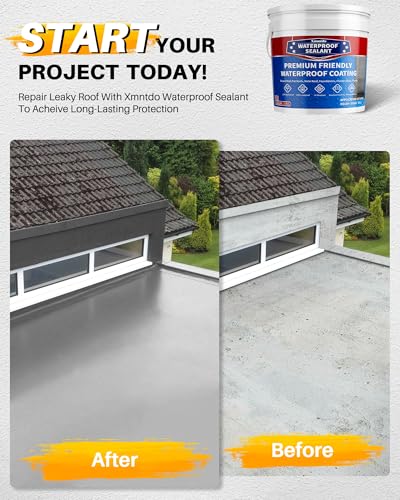 Xmntdo Polyurethane Waterproof Coating 1 Gallon for Indoor & Outdoor Use, Multi-Surface Crack & Leak Repair Coating, Durable Flexible Protective Roof Waterproof Sealant, Light Gray - Thumbnail 2