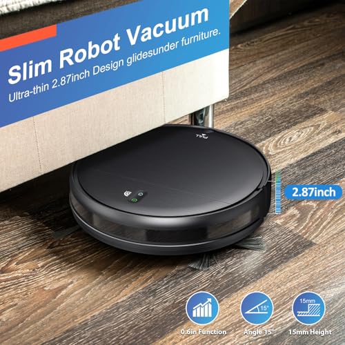 Image of Robot Vacuum and Mop Combo, 2 in 1 Robotic Vacuum Cleaner with Schedule, App /Alexa /Voice Control, Slim 2.87 inch, Self-Charging, Strong Suction & Long Runtime, Ideal for Hard Floor, Pet Hair, Carpet