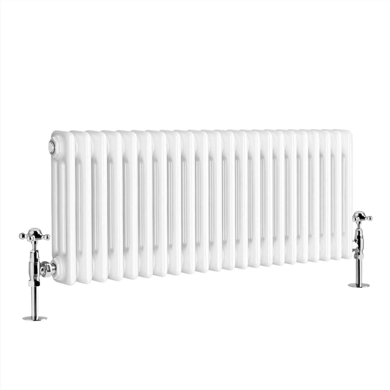G-Rad White Triple Column Horizontal Cast Iron Radiator - (H) 300 x (W) 1000mm - Modern Contemporary High-Output Heavy Duty Radiator - Wall Mounted Central Heating For Home Décor Living Dining Bedroom