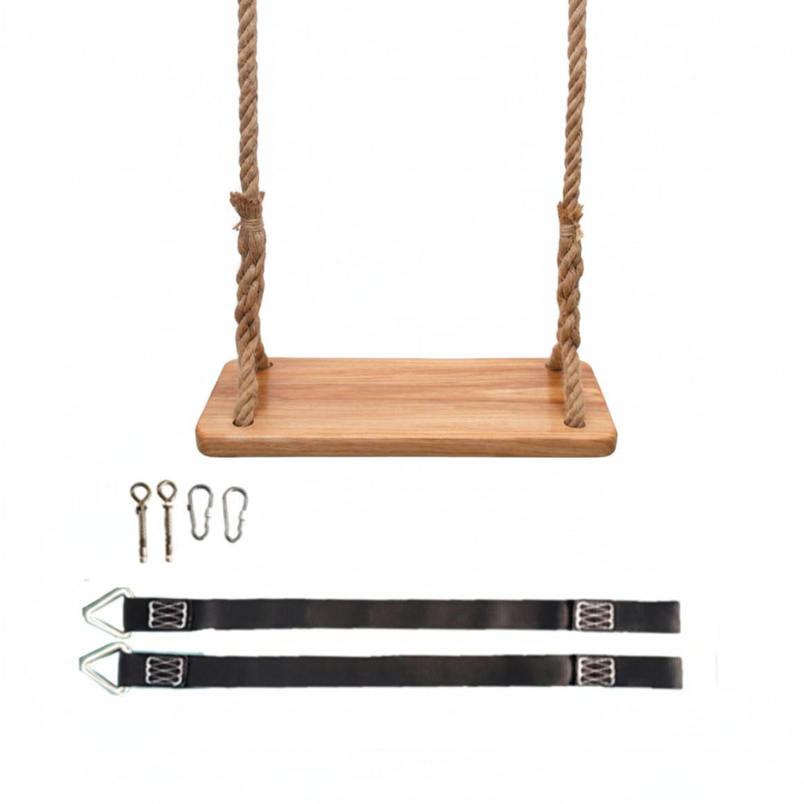 Altalena a trapezio, altalena in legno per esterni, legno di olmo spesso per bambini con corda resistente e parti metalliche, interno/esterno per bambini e adulti, sedile da 15, 75x6, 30 pollici con